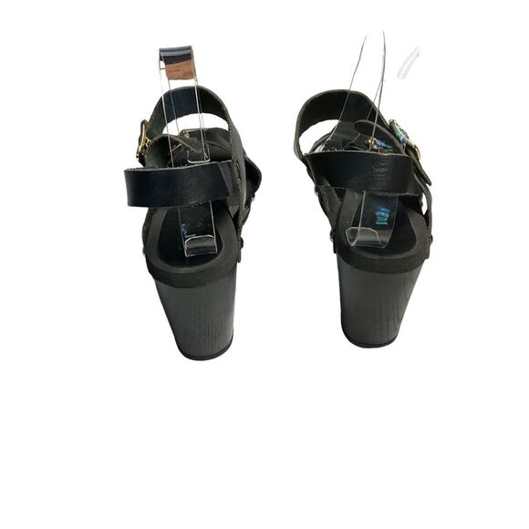 Dune London Black Italian Leather Double Strap Chunky Heel Sandals Size 39 (8) - Picture 5 of 16